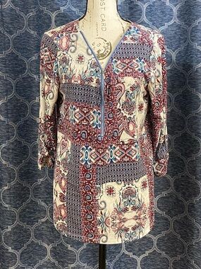 NAIF Cream Tunic with Blue and Red Paisley Print